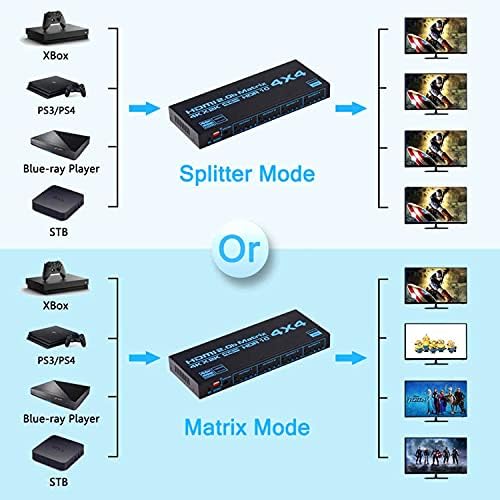 4x4 HDMI Matrix Switch 4K@60Hz 4 4 Out HDMI Matrix Switcher/Splitter EDID Extractor ve IR Uzaktan Kumanda ile Destek RGB8:8:8,YUV4:4:4,