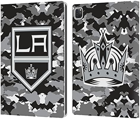 Kafa Kılıfı Tasarımları Resmi Lisanslı NHL Kamuflaj Los Angeles Kings Deri Kitap Cüzdan Kılıf Kapak Apple iPad Pro 12.9 ile uyumlu
