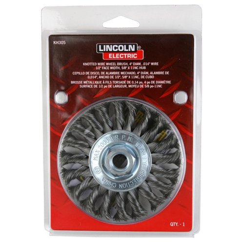 Lincoln Electric KH305 Düğümlü Tel Tekerlek Fırçası, 20000 rpm, 4 Çap x 1/2 Yüz Genişliği, 5/8 x 11 UNC Çardak (1 Paket)