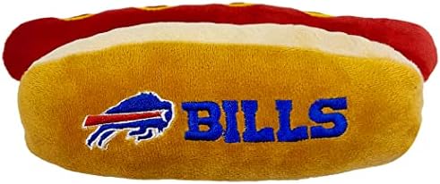 NFL Buffalo Bills HOT Dog Peluş Köpek ve KEDİ Squeak Oyuncak-İç Squeaker ve Güzel Futbol Takımı Adı/Logosu ile Köpekler ve Kediler