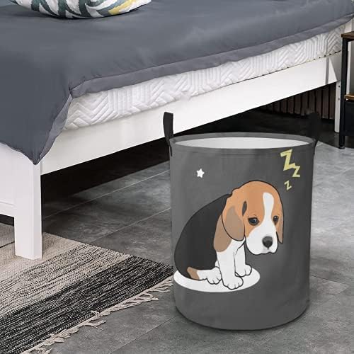 Depolama Sepeti,Sevimli Beagle Köpek Uykulu olabilir, Katlanabilir Büyük Çamaşır Sepeti Ev Ofis için Kolları ile 17.32 X 13.58