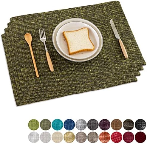 Kevın Tekstil Placemats, 4 Set ısıya dayanıklı Placemats için Mutfak Masa, yıkanabilir Dayanıklı keten masa paspaslar Dokuma