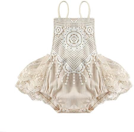 Yenidoğan Bebek Bebek Kız Giysileri Dantel Romper Elbise Fırfır Kolsuz Backless Tulum Püskül Bodysuit Yaz Kıyafeti