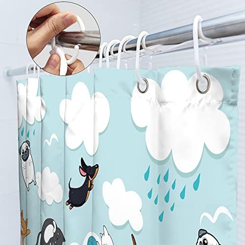 SVBright Yağmur Kediler ve Köpekler Duş Perdesi Komik Çocuklar Karikatür Sevimli Hayvan 60Wx72L Inç Komik Evcil Oynayan Su 12