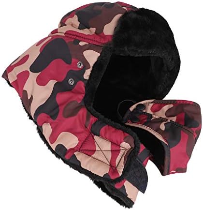 Unisex Faux Kürk Sıcak Trapper Avcılık Şapka Rüzgar Geçirmez Kış Kalın Termal Bombacı Şapka Kış Kulaklığı Maskesi Rus Şapka Kayak