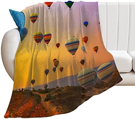 Atmak Battaniye Polar Renkli Sıcak Hava Balon Atmak Battaniye için Kanepe, Kanepe, Yatak, Yumuşak Hafif Peluş Rahat Battaniye