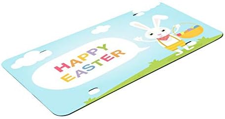 ZHONGJİ Özel Plaka Çerçeveleri Alüminyum Malzeme Kapak için Araba Plaka Kapak ile 4 Delik DIY Bunny ile bir Sepet Paskalya Yumurtaları