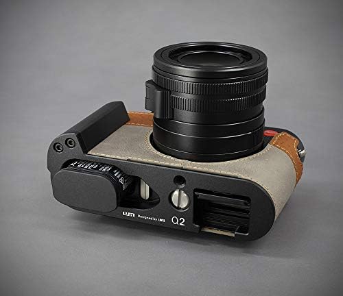 Lim'in Tasarım LC-Q2DGB Metal Kavrama Hakiki Deri Kamera Yarım Vaka Leica Q2, Gri / Kahverengi