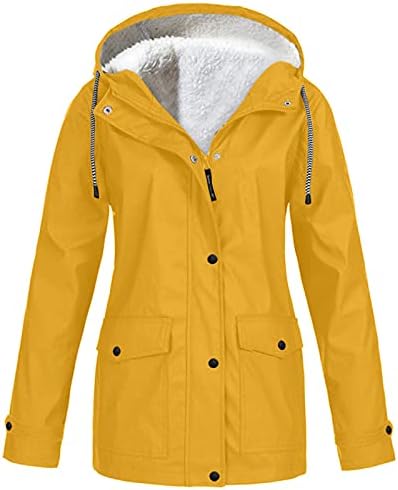 Kadın su geçirmez mont açık artı boyutu giyim kış fermuar cep yağmurluk düz renk Hoodie yağmur ceket