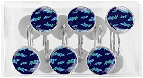 Ejderha Kılıç Mavi Komik Walleye Balıklar Desen 12 ADET Duş Perdesi Kanca Metal Reçine Kanca Anti Pas Cam Paslanmaz Çelik Kanca