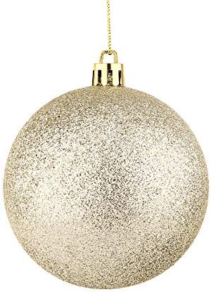 Sattiyrch 16ct Noel Topları Süsler Set 80mm/3.15,Zarif Tasarımları ile Kırılmaz Plastik Dekoratif Noel Ağacı Süsler Set (Altın)
