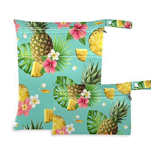 xigua gerçekçi ananas ıslak kuru çanta 2 paket su geçirmez asılı bez bebek bezi organizatör çantası için İki fermuarlı cebi ile