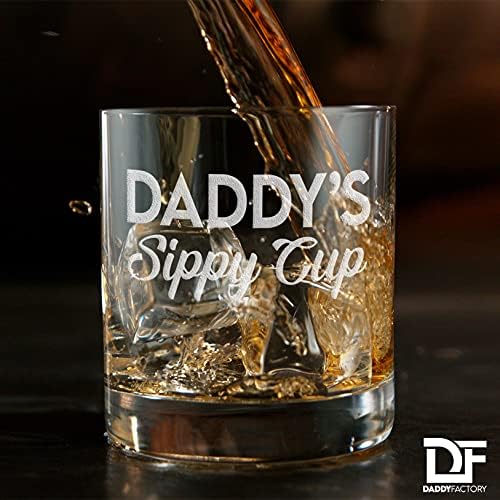 BABA FABRİKA babanın Sippy Kupası viski bardağı - Komik Yeni Baba Hediyeler-10.25 oz Kazınmış Eski Moda Bourbon Kayalar Cam için