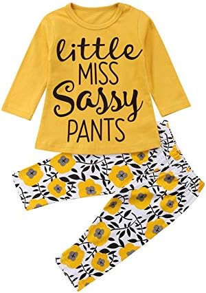 2 T 3 T Yürüyor Bebek Erkek Bebek Kız Çiçek Kıyafet Giyim Bahar Güz Sassy Pamuk T - Shirt Tops Çiçek Uzun Pantolon Set