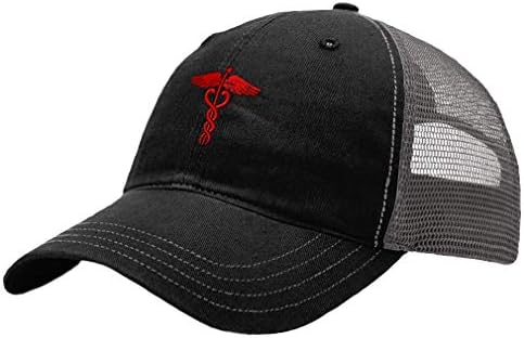 Özel Beyzbol Şapkası Kırmızı Tıbbi Caduceus Sembol Nakış Pamuk Yumuşak Örgü