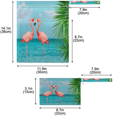 KEEPREAL Flamingolar Ayakta Temizle Mavi Deniz ıslak kuru çanta için bebek bezi bezi, yıkanabilir seyahat çantaları, plaj, spor