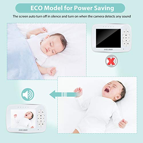Bebek Monitörü, ANGELABABY 3.5 Kamera ve Sesli Kablosuz Video Bebek Monitörü, 2 Yönlü Konuşma, EKO Model, Sıcaklık Monitörü,