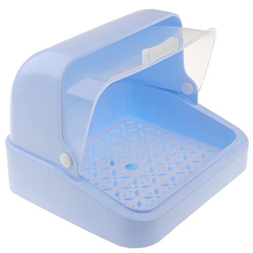 Anti-toz Kapaklı Fityle Biberon Kurutma Rafları-Biberon Saklama Kutusu-Yemek Takımı Organizatörü-Mavi, 30 x 26,5 x 22 cm