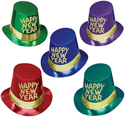 Beistle 25 Parça Gold Coast Kağıt Silindir Şapkalar için Mutlu Yılbaşı Parti Malzemeleri, Renkli
