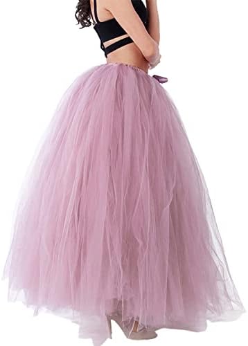 BABAMOON Kadın Prenses Kabarcık Etek Düz Renk Örgü Uzun Overskirt Performans Fotoğraf Giyim Kravat Up Bel Yarım Etek