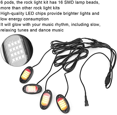 Aramox RGB LED kaya ışık kiti Renkli kaya ışık Renkli Underglow ışık, 1V4 Bluetooth uzaktan kumanda Neon su geçirmez müzik lamba