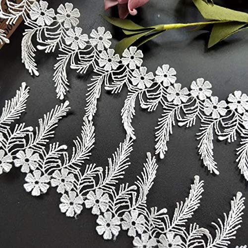 1 Yard Polyester Çiçek Dantel Kenar Yaprak Fringe Trim Şerit 6.3 cm Genişlik Vintage Stil Beyaz Abartı Kenar Kumaş Işlemeli Aplike