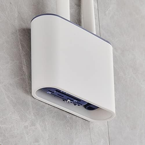 Duvar Asılı TPR Tuvalet Fırçası Tutucu Seti Silikon Kıllar Zemin Banyo Temizleme Banyo Temizleyici Dayanıklı WC (Mavi)