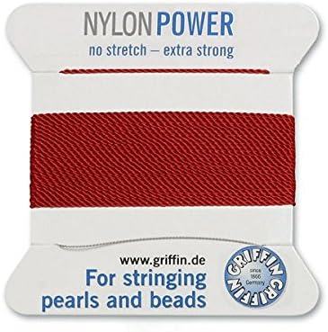 Griffin NylonPower iplik çekimi için inci ve boncuk Boyutu 3 Garnet Kırmızı