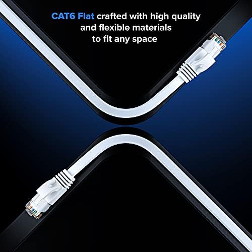 Cat 6 Ethernet Kablosu 25 ft, Düz Tel, (1 Paket) Beyaz, Cat6 Kablosu, İnce Ethernet Kablosu, İnternet Ağı Bağlantı Kablosu