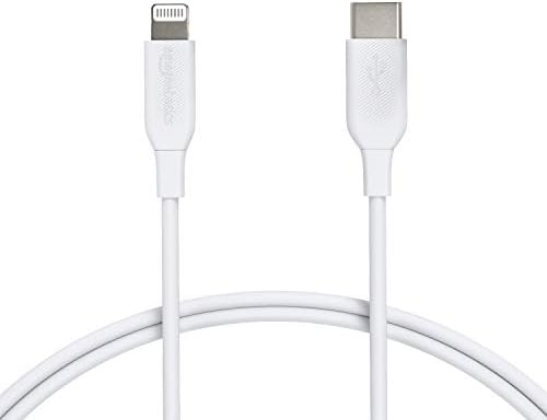 Basics USB-C'den Lightning Kablo Kablosuna, Apple iPhone 13/12/11 için MFi Sertifikalı Şarj Cihazı, iPad, Beyaz, 1-Ft