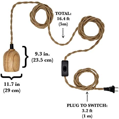 Livin Harmony Plug in asılı kolye ışık kiti w / 15 ft Kordon / / Edison Ampuller için Swag Tavan Lambası / / Başar ışık Fikstür