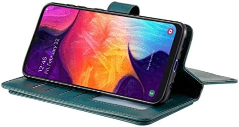 Samsung Galaxy ıçin SkinotipewYHM A50 Çok Fonksiyonlu Manyetik Bakır Toka Yatay Çevir Katı Renk Deri Kılıf 10 Kart Yuvaları &
