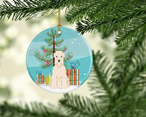Caroline Hazineleri Merry Christmas Ağacı Yumuşak Kaplı Buğday Terrier Seramik Noel Süs Çok Renkli, 3 inç, BB4186CO1