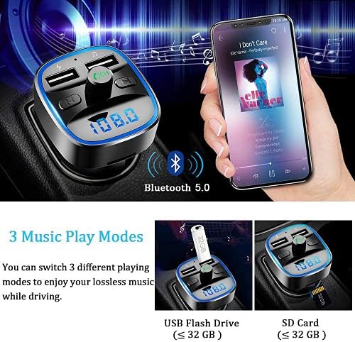 COMSOON [Yükseltildi] Araba için Bluetooth FM Verici, Bluetooth Araç Adaptörü MP3 Çalar FM Verici, eller Serbest Arama, çift
