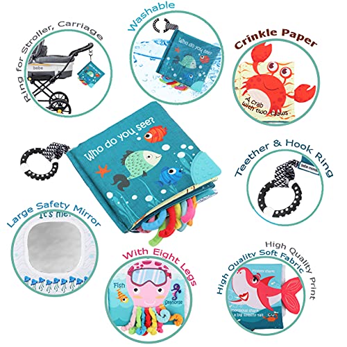 Balık Yumuşak Bez Kitap, Köpekbalığı Kuyrukları Yumuşak Aktivite Buruşuk Bebek Kitapları Oyuncaklar Bebekler için Erken Eğitim