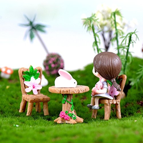 Aland Mini Güzel Masa Sandalyeler Set Reçine El Sanatları Minyatür Peyzaj Süsler Dekor