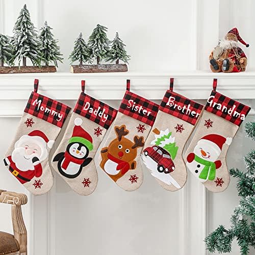 huxhaı Kişiselleştirilmiş Noel Çorap hediye çantası için Noel Özel Adı Hediye Çantası için Ev Tatil Noel Parti Süslemeleri Hediye