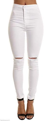 Andongnywell kadın Yükseklik Bel Streç Ripped Skinny Fit Jeans Slim Fit Sıkıntılı Denim Pantolon Cepler ıle Pantolon