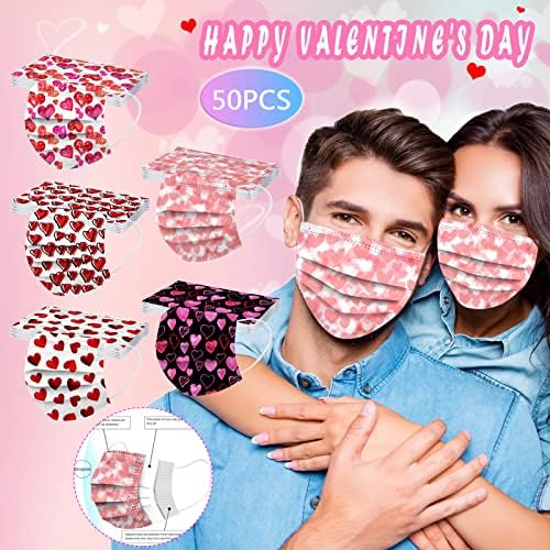 50 Adet Yetişkin Sevgililer Günü Disposable_Face_Masks için Parti Süslemeleri Tatil Masks_Disposable Yetişkin