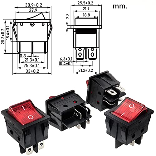 LRONG 4 ADET 4 Pin Rocker Anahtarı Kırmızı Işıklı Geçiş ON-Off Ağır Ev Endüstriyel Ekipman için