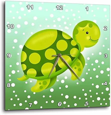 3dRose 3D Rose Sevimli Yeşil Bebek Kaplumbağası Kabarcık Bulutunda Yüzüyor-Duvar Saati, 15 inç (DPP_219164_3)