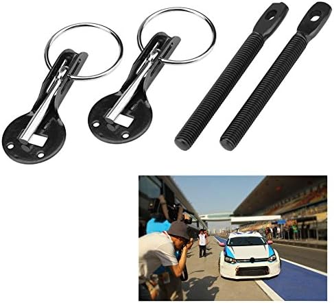 Paslanmaz Çelik Kaput,Evrensel Bonnet Hood Pin Pins Kilit Mandalı Kiti için Yarış Spor Araba (Siyah)
