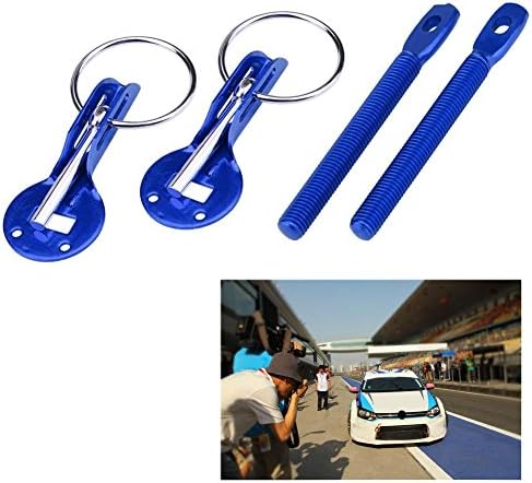Paslanmaz Çelik Kaput,Evrensel Bonnet Hood Pin Pins Kilit Mandalı Kiti için Yarış Spor Araba (Mavi)