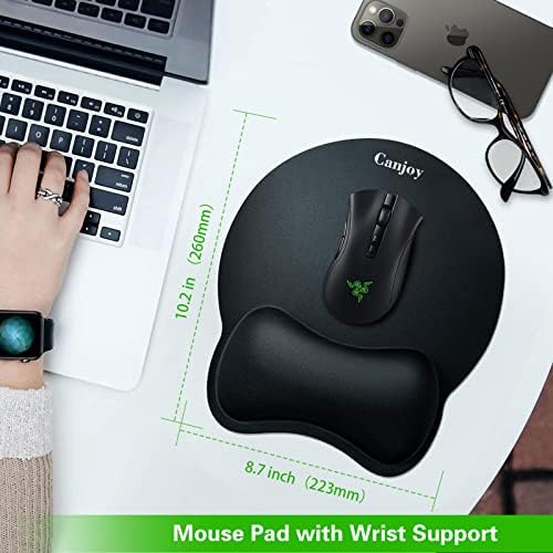 Mouse Pad Bilek Desteği ile, Canjoy Ergonomik Oyun Mouse Pad Bilek Istirahat Destek Yastık ile, 10. 2x8. 7 inç Mousepad Bellek