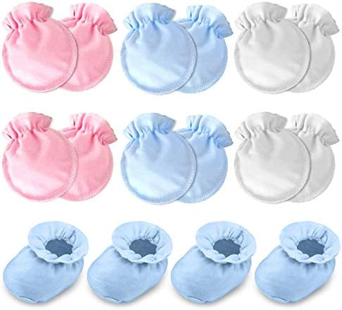 Bebek Erkek Kız Eldivenler 0-6 Ay, Yenidoğan Hiçbir Çizik Eldivenler ile Bebekler Çorap, Unisex Preemie Eldiven (8 pairs)