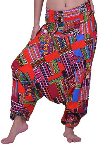 LOFBAZ Harem Yoga Pantolon Kadınlar için Patchwork Boho Hippi Bohem Aladdin Unisex