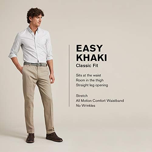 Dockers Erkek Klasik Fit Kolay Haki Pantolon (Normal ve Büyük ve Uzun Boylu)