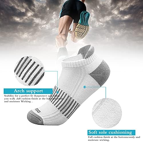 Erkekler ve Kadınlar için Koşu Çorapları 4 Çift, Ayak Bileği Atletik Spor Çorapları, Performans Konforu Düşük Kesim Sekmesi