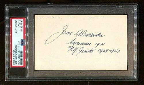 Joe Doc Alexander İmzalı İndeks Kartı 3x5 İmzalı Giants D: 1975 CFBHOF PSA / DNA - NFL Kesim İmzaları
