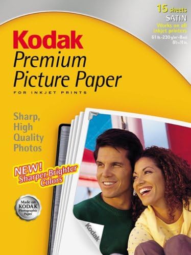 Kodak 8107120 Premium Resim Kağıdı, Saten, 8. 5inx11in, 15 Kağıtlar